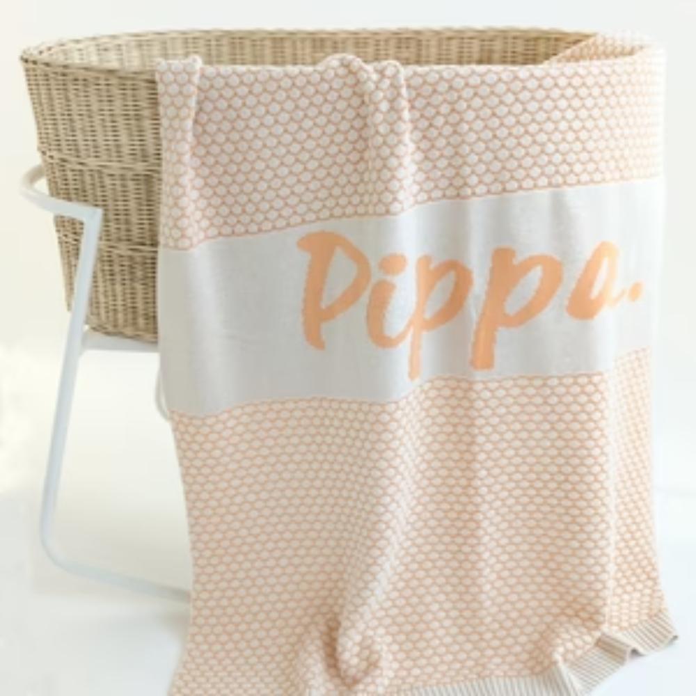 Chunky Bubble Name Blanket - Oatmeal; Name: Peach Fuzz