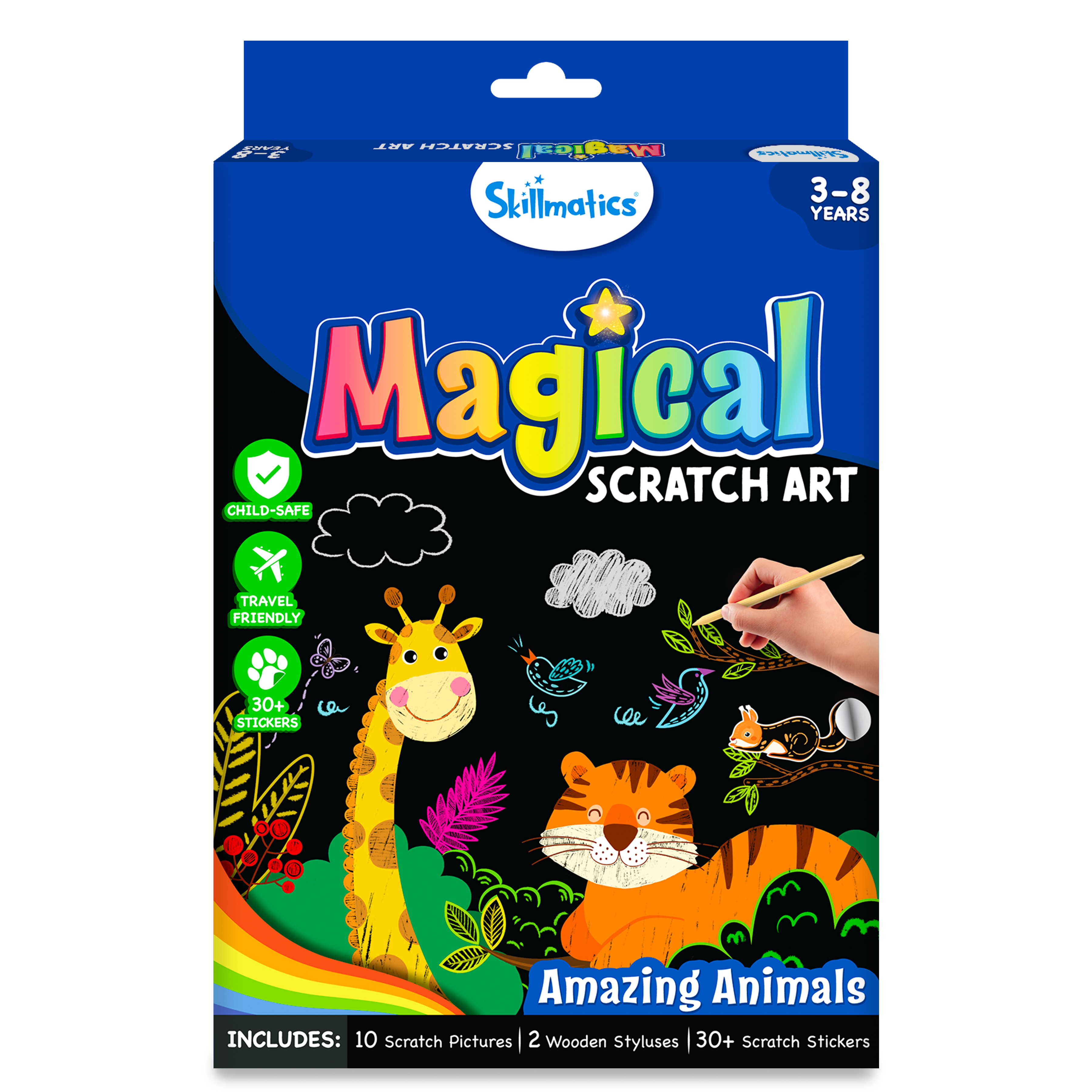 Skillmatics Magical Scratch Art Book for Kids - Animals, Craft Kits, DIY Activity & Stickers, Gifts for Ages 3 to 8