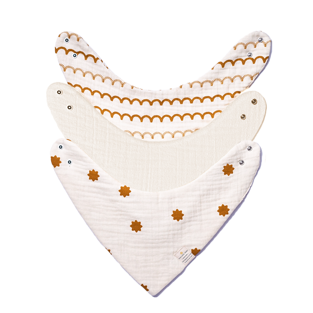Bandana Bibs – 100% Organic Premium Muslin Cotton, Absorbent, Waterproof, Extra-Soft, Adjustable, Lightweight & Durable, Perfect for Newborns, Babies & Toddlers Ages 0-3, Pack of 2/3/6