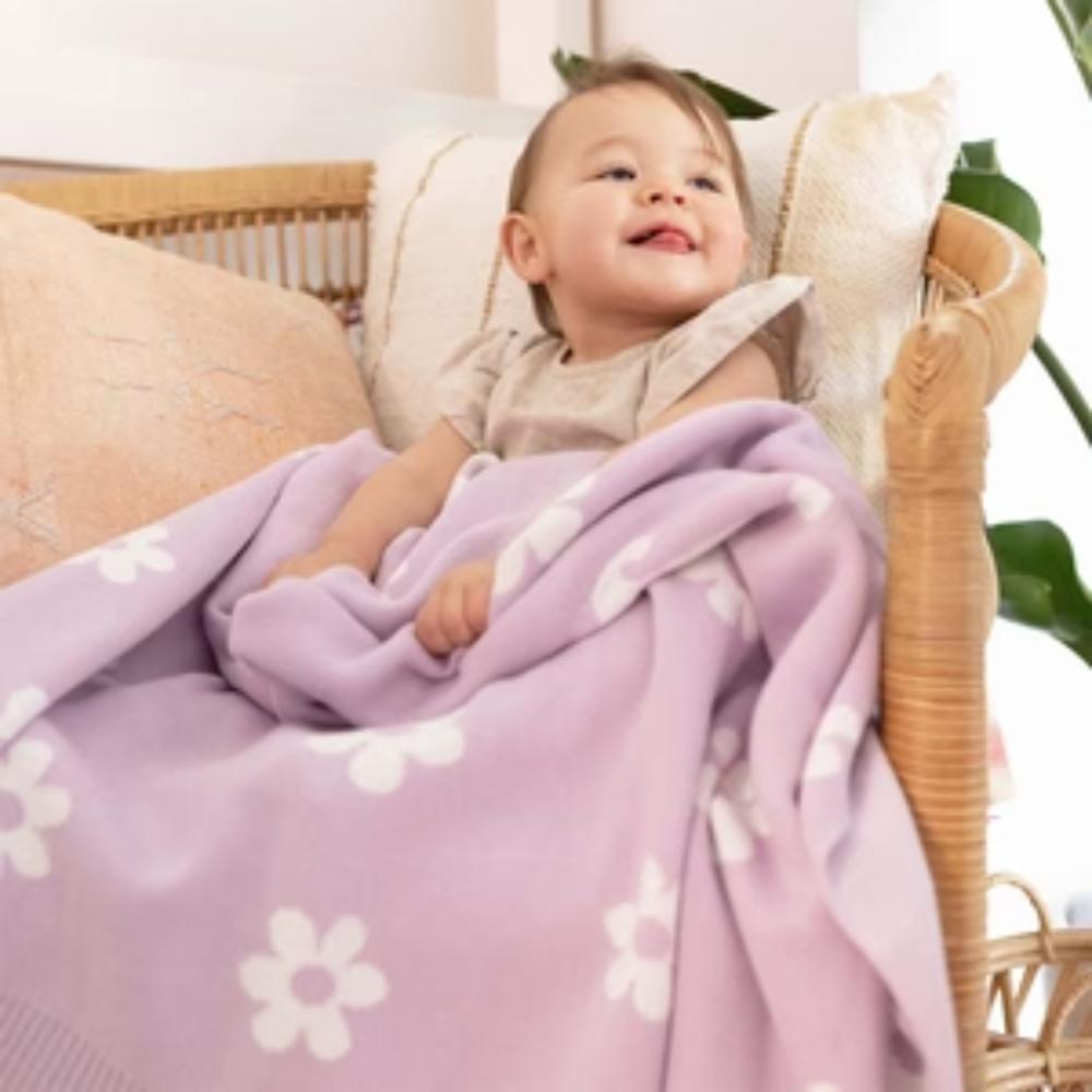 Bloom Name Blanket - Lilac Name: Ivory