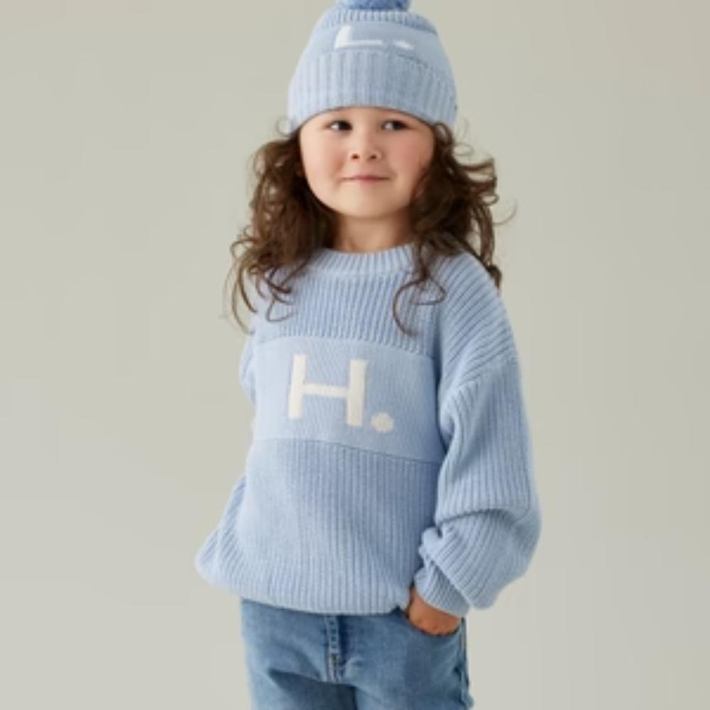 Letter Jumper - Kentucky Blue; Letter: Oatmeal; Panel: Kentucky Blue