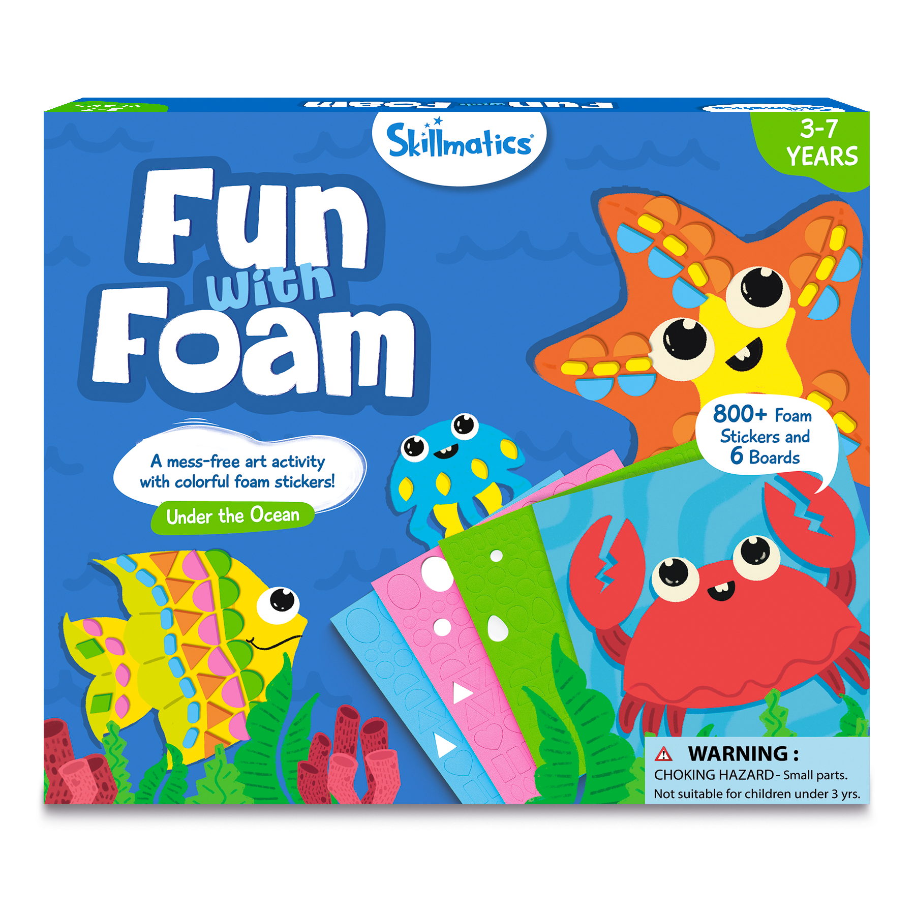 Skillmatics Art Activity - Fun With Foam, No Mess Sticker Art, 6 Creative Underwater Animal Themed Pictures, Gifts For Ages 3 To 7