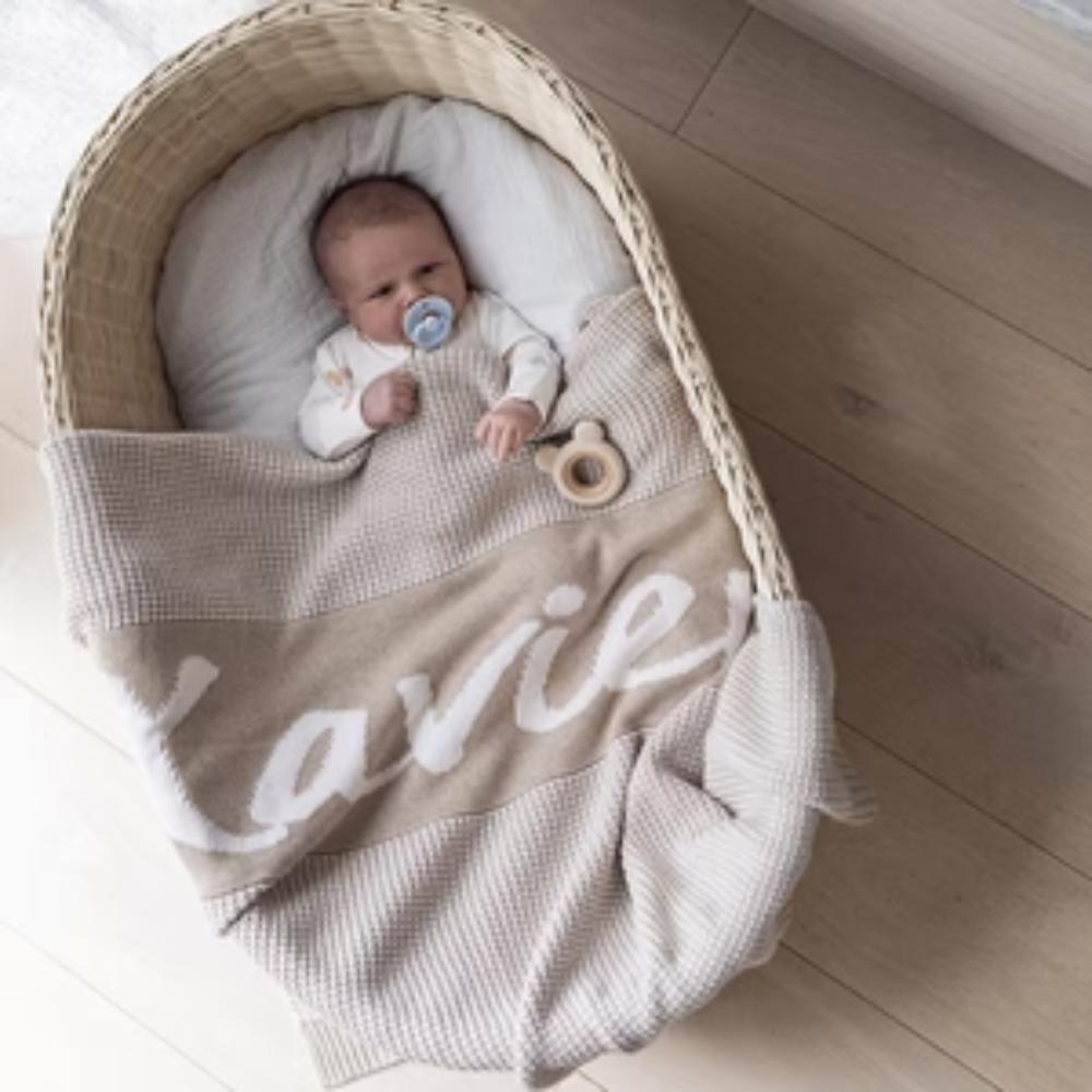 Chunky Two Tone Name Blanket - Oatmeal & Light Camel; Name: Oatmeal; Panel: Light Came