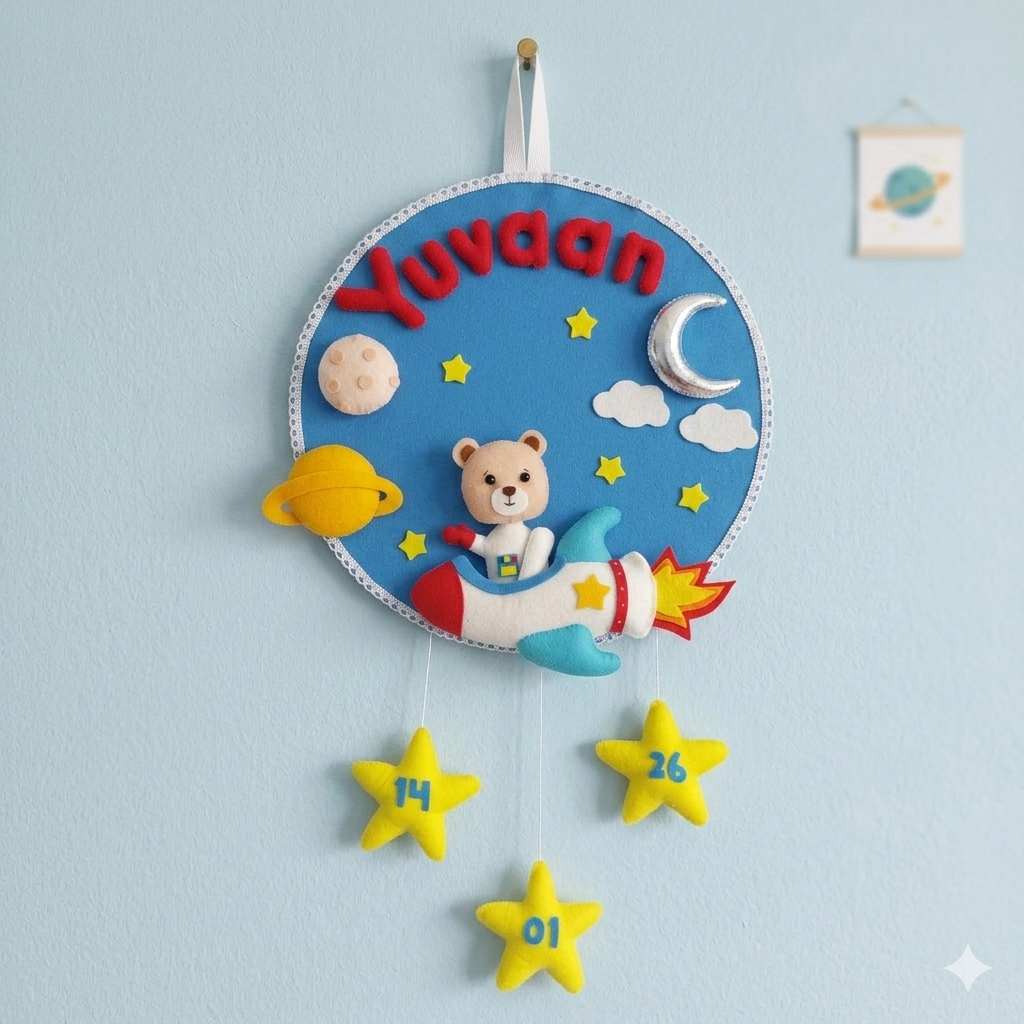 Personalized Astronaut Bear Space Nursery Decor