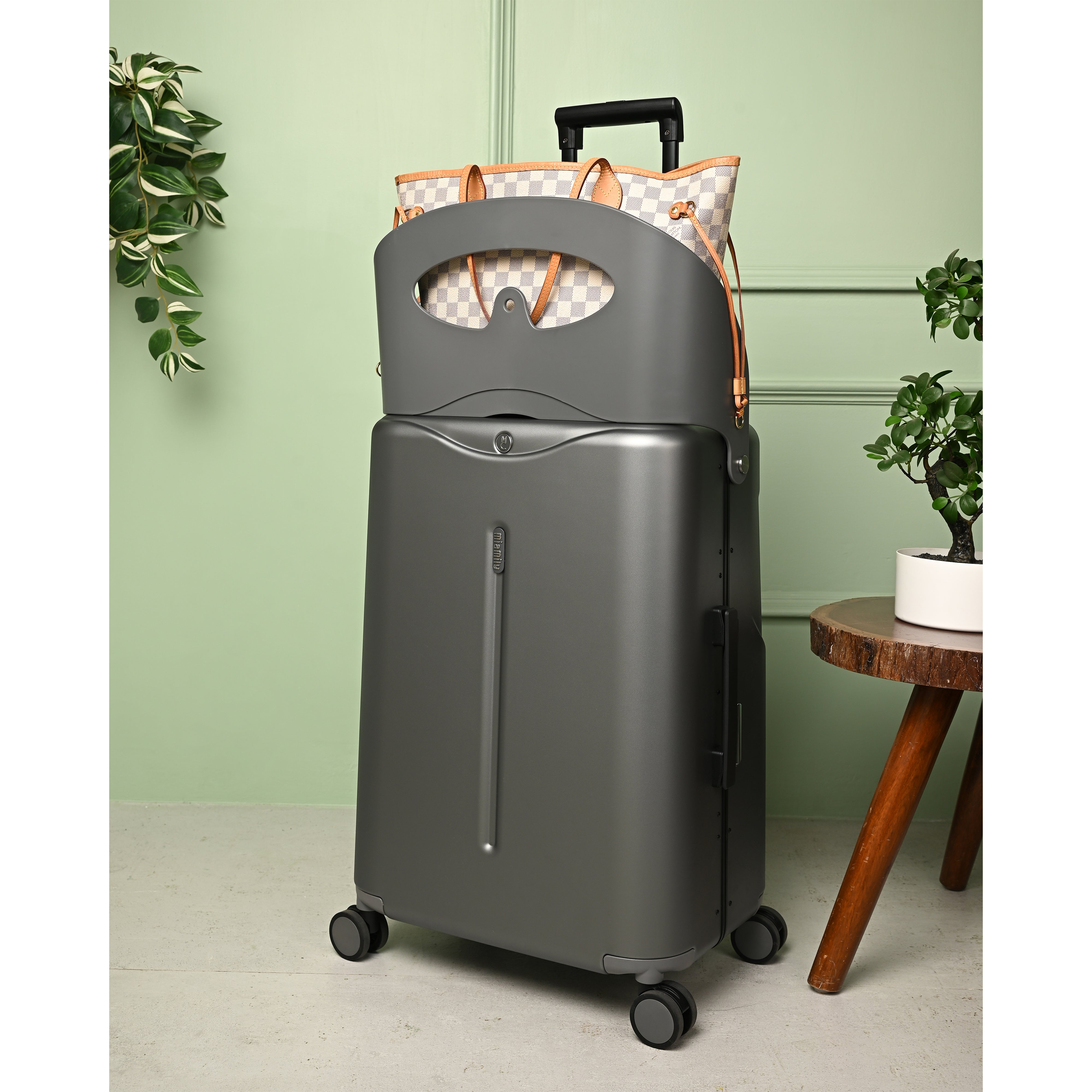 Miamily Charcoal Grey Ride on Trolley Check-In Luggage 24 inches