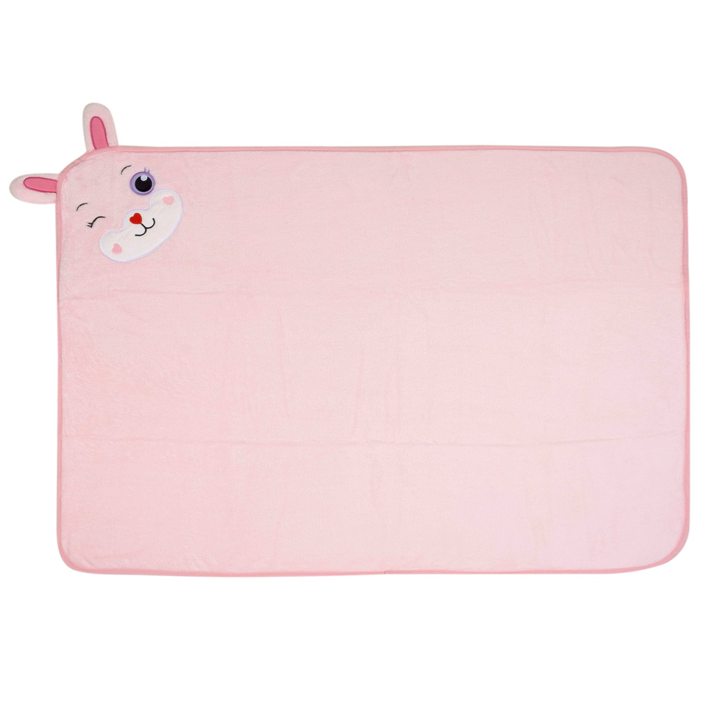 Baby Moo Rabbit Applique with 3D Ears Soft Blanket - Pink