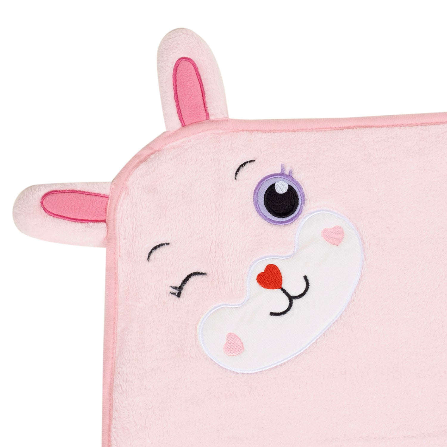 Baby Moo Rabbit Applique with 3D Ears Soft Blanket - Pink