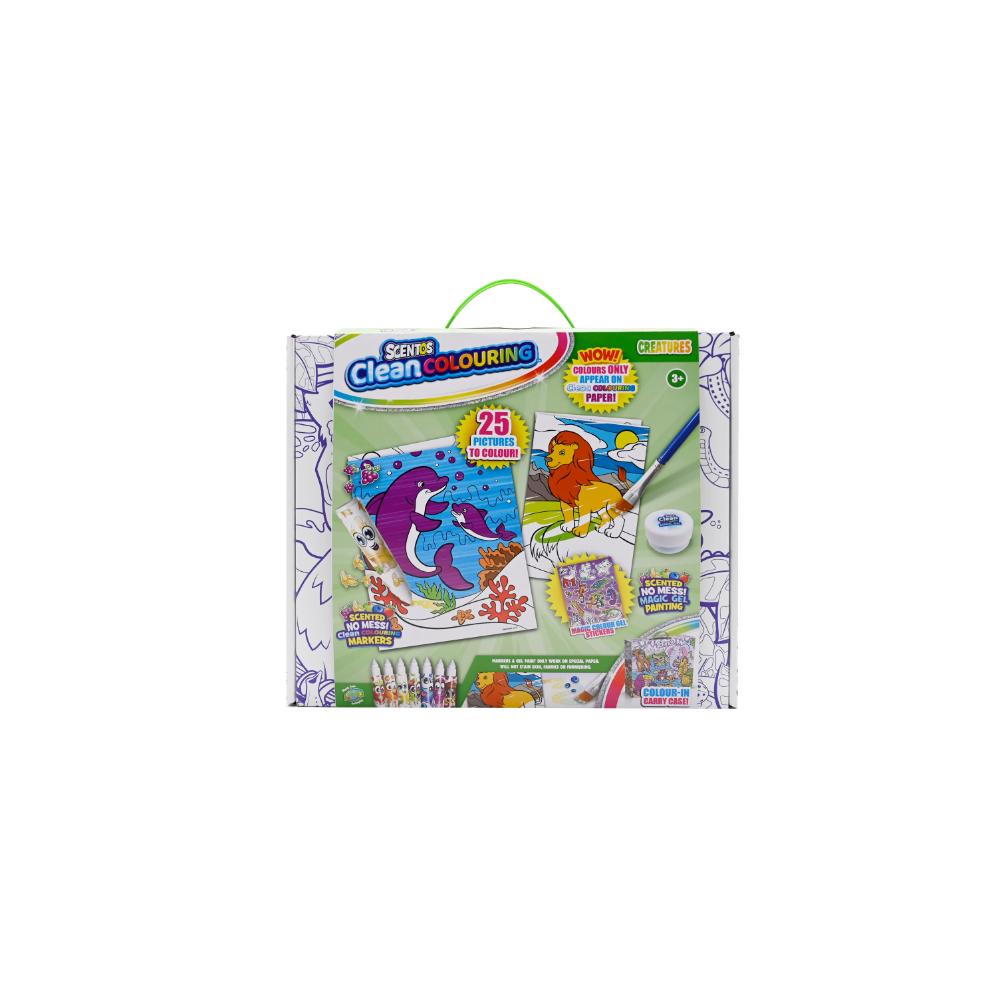 Scentos Clean Colouring Pizza Box - Creatures