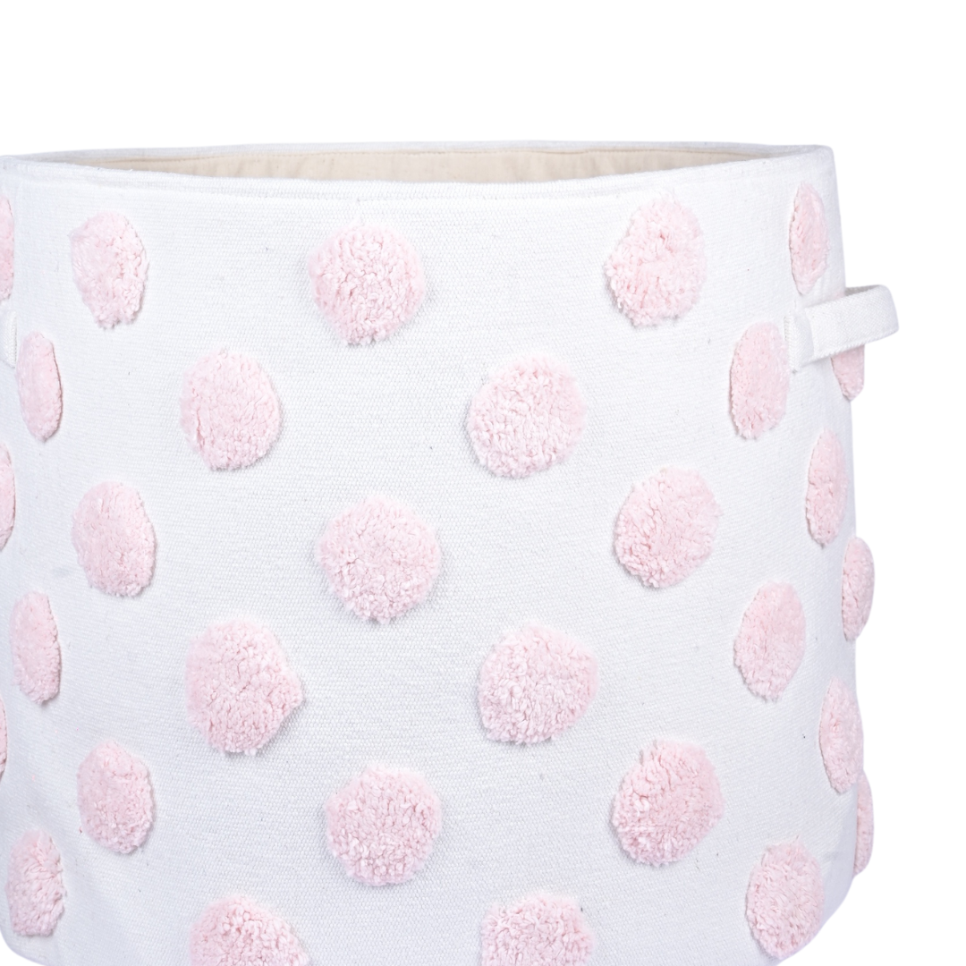 PomPom Extra-Large Round Pink Toy Storage Basket