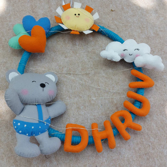 Personalized Felt Teddy Bear Light Name Hoop