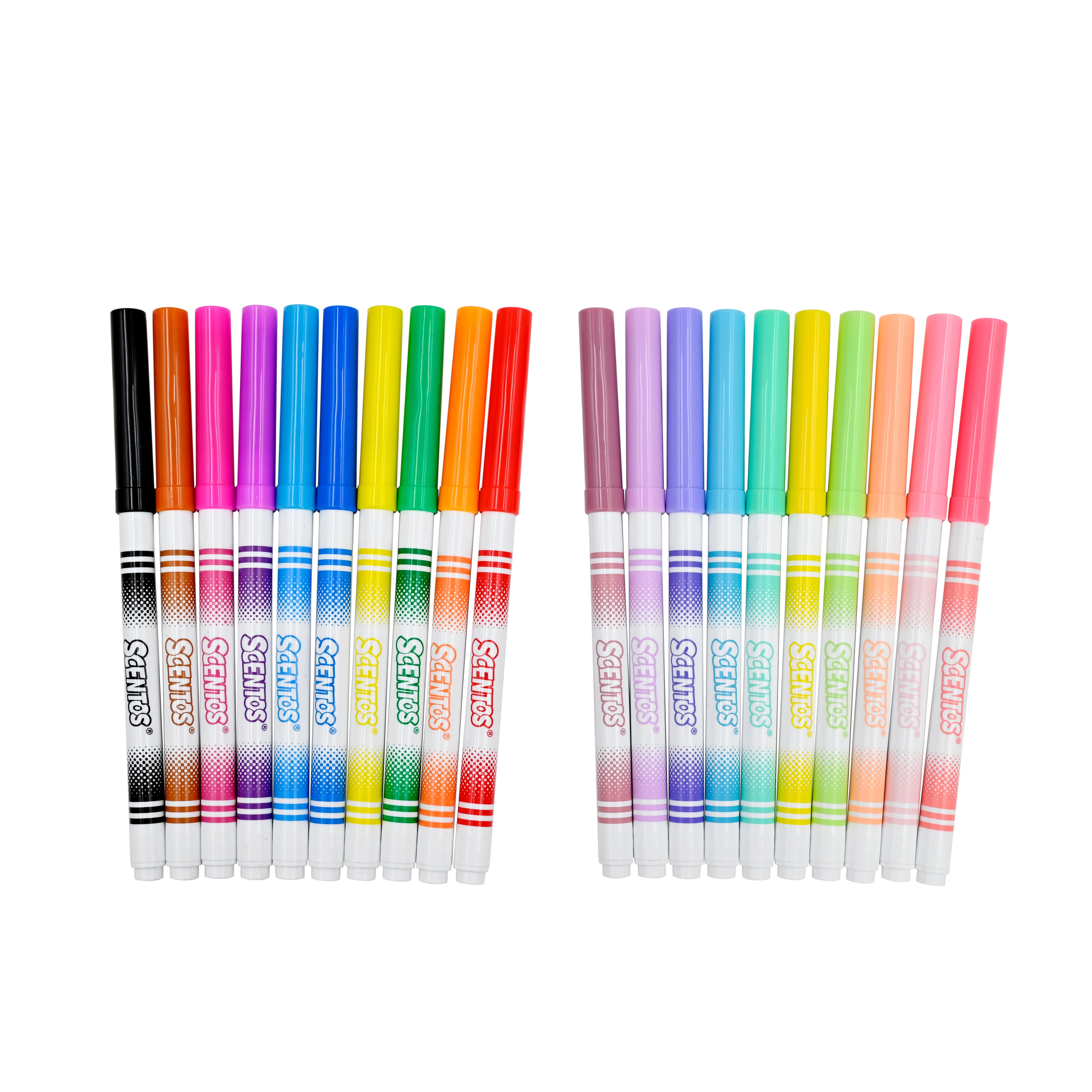 Scentos Scented Fine Line Markers (Bold & Pastel Colors), Pack Of 20