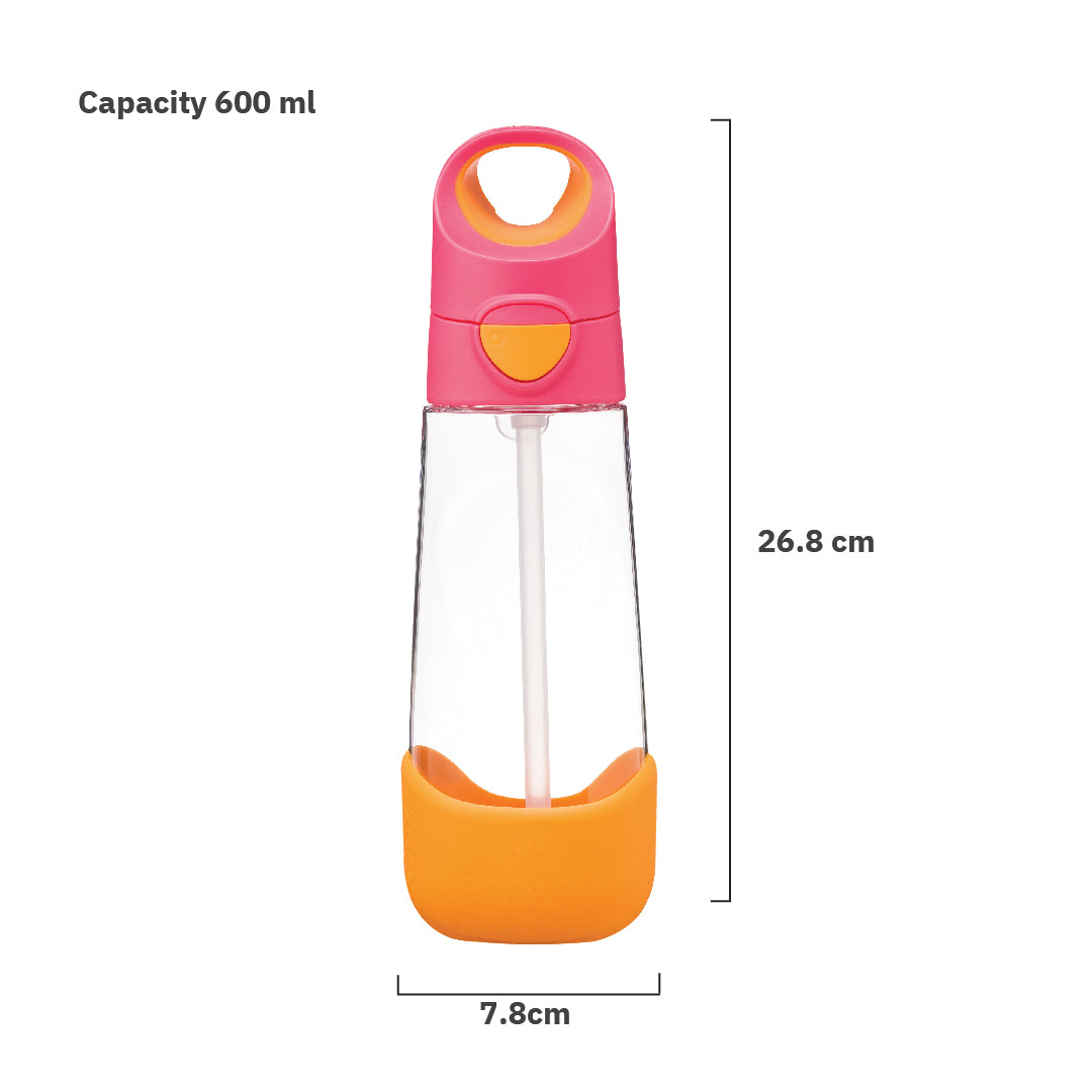 b.box Tritan straw Drink Bottle 600ml Strawberry Shake Pink Orange
