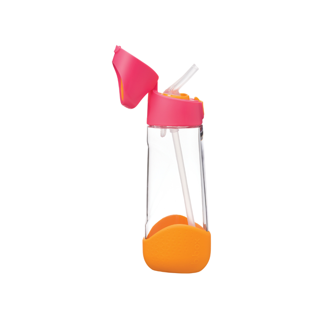 b.box Tritan straw Drink Bottle 600ml Strawberry Shake Pink Orange