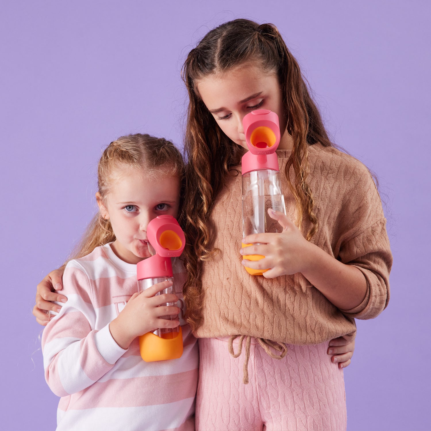 b.box Tritan straw Drink Bottle 600ml Strawberry Shake Pink Orange