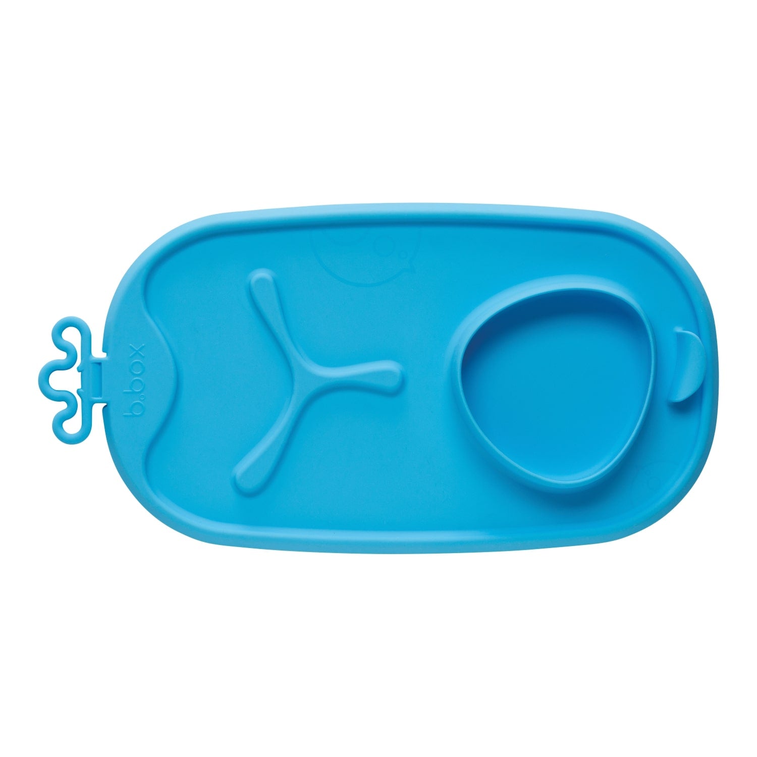 B.box Roll & Go Mealtime Mat with Spoon -Ocean Breeze Blue