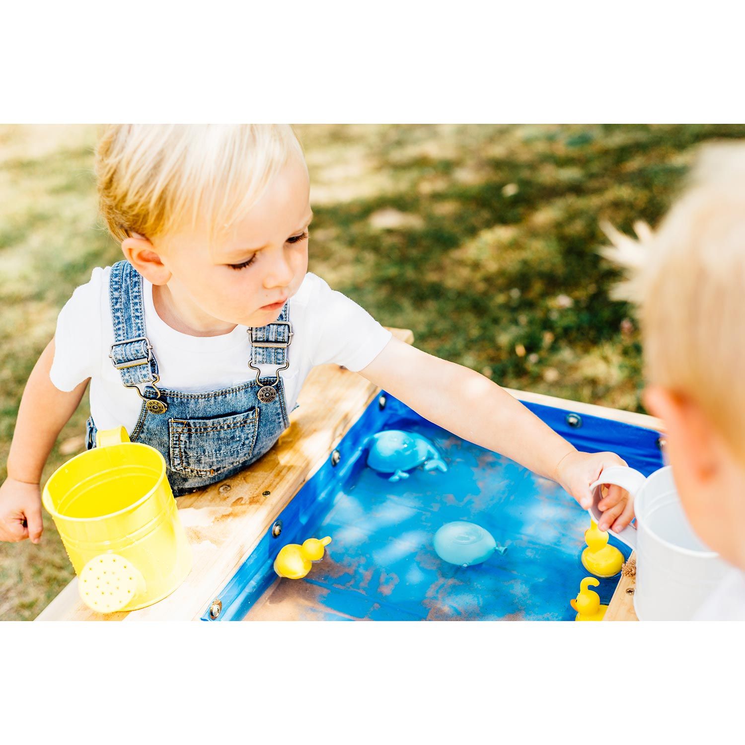 Plum Surfside Sand & Water Wooden Picnic Table + 2 Interactive Soft Toys FREE