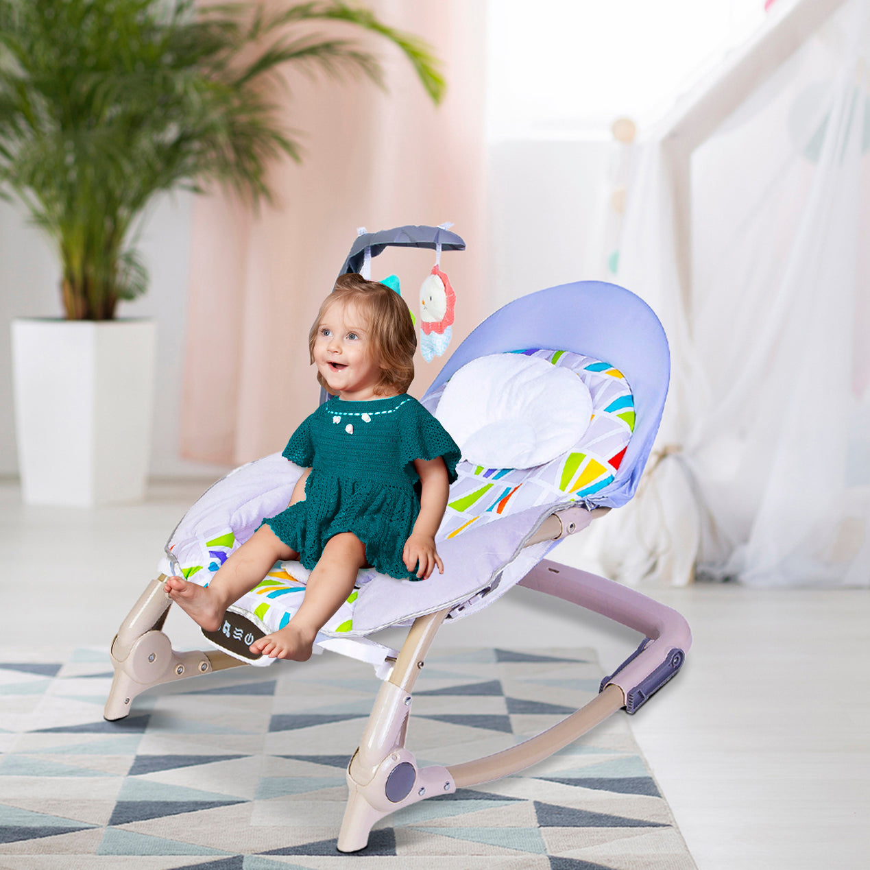 Baby Moo Automatic 3 Position Seat Recliner Bouncer Abstract Grey