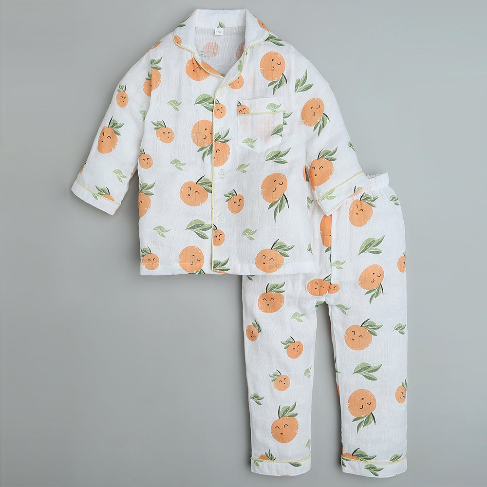 Bamboo Muslin Night Suit - Citrus