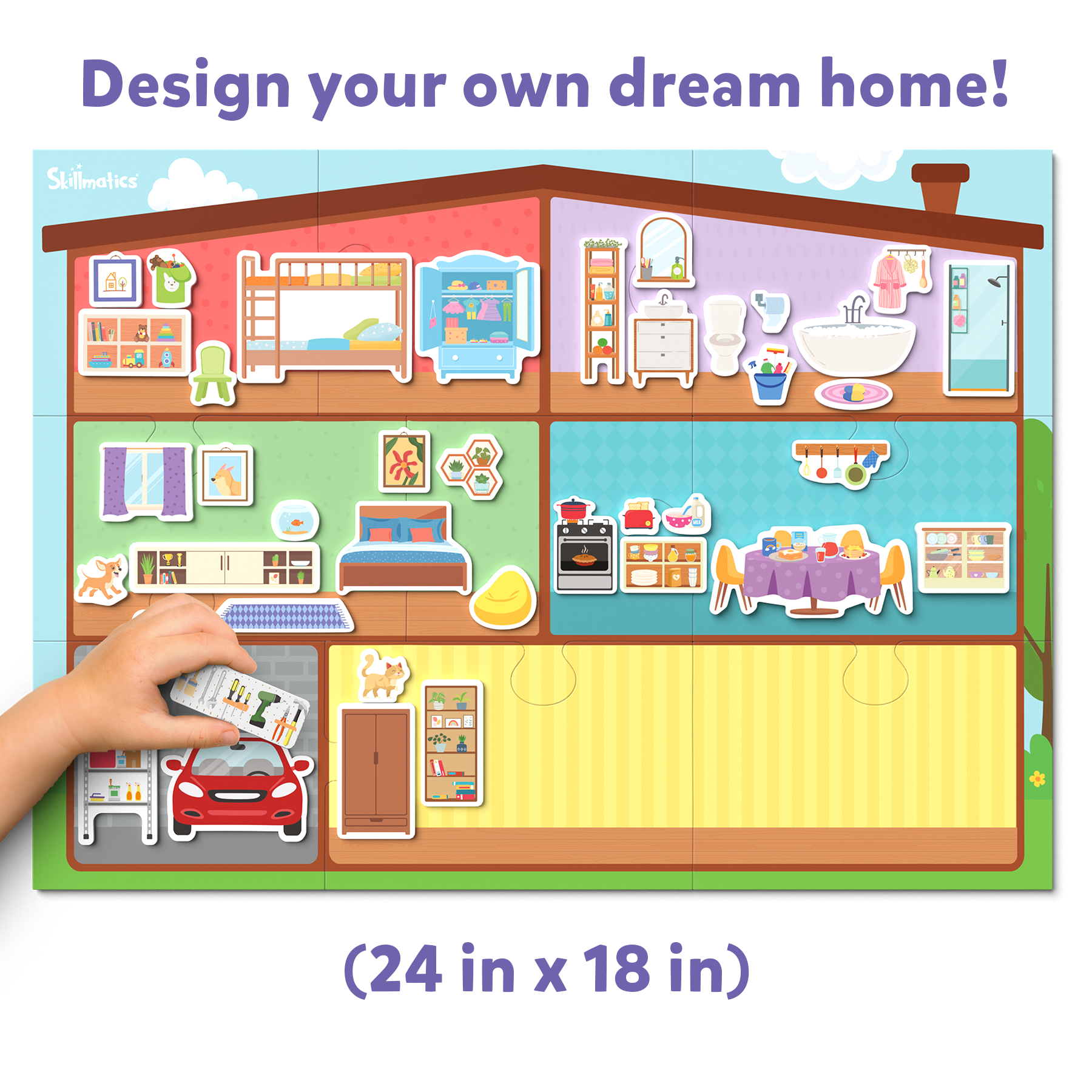 Skillmatics Creative Toy Magnetopia - Design Your Home, Interactive Pretend Play Set For Kids, Toddlers, 60+ Magnetic Pieces, Preschool Learning Game, Gifts for Girls & Boys Ages 3, 4, 5, 6, 7
