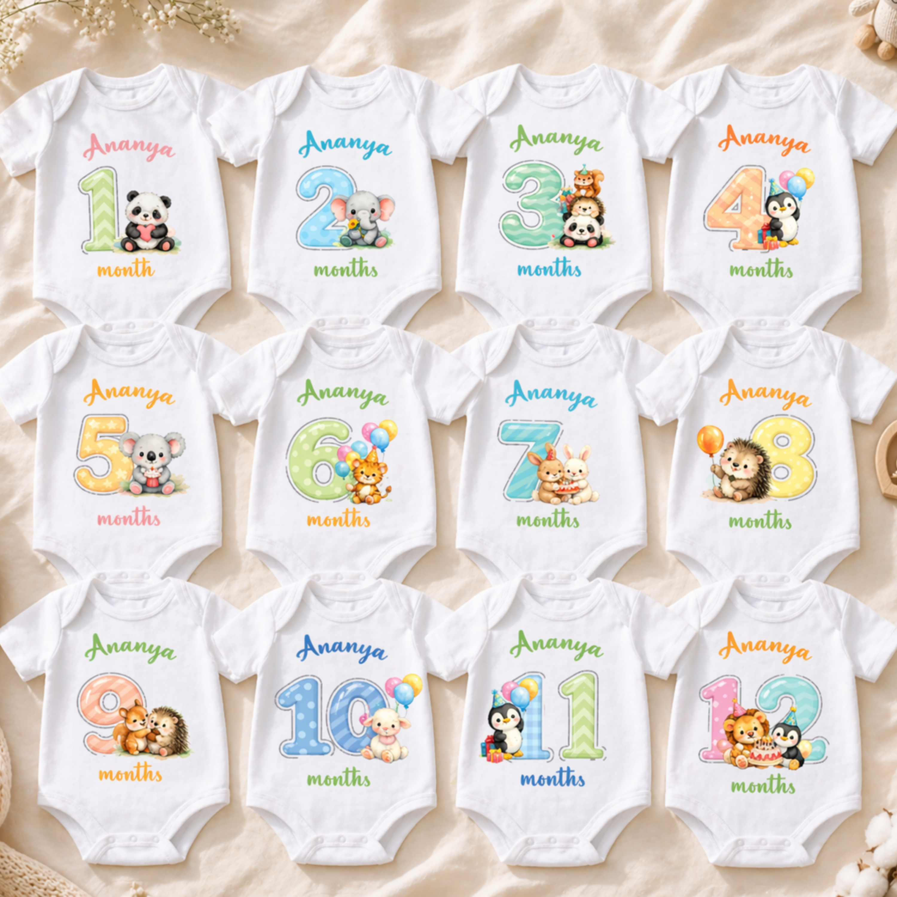 Milestone Onesie Set of 12