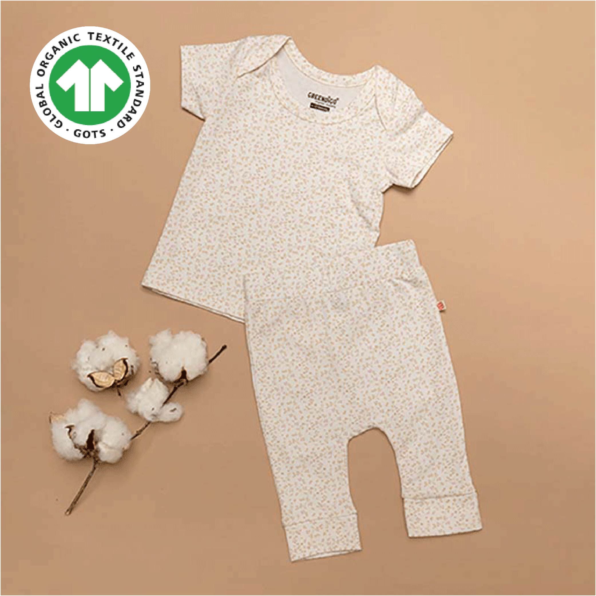 Greendigo 100% Organic Cotton Off White Printed Tshirt/Top And Pant For New Born Baby Boys And Baby Girls - Pack Of 2