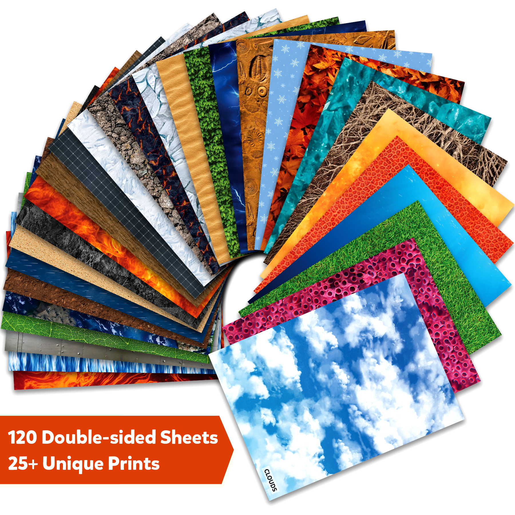 Skillmatics Science Construction Paper for Kids - 120 Double-Sided Printed Sheets (9x12), Textured Craft Paper for Art Projects, STEM Activities, DIY Crafts, Scrapbooking, Classroom & School Supplies