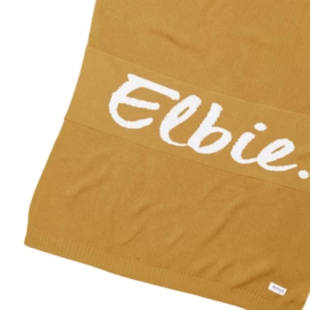 Chunky Knit Name Blanket - Honey Mustard Letter: Ivory; Panel: Honey Mustard