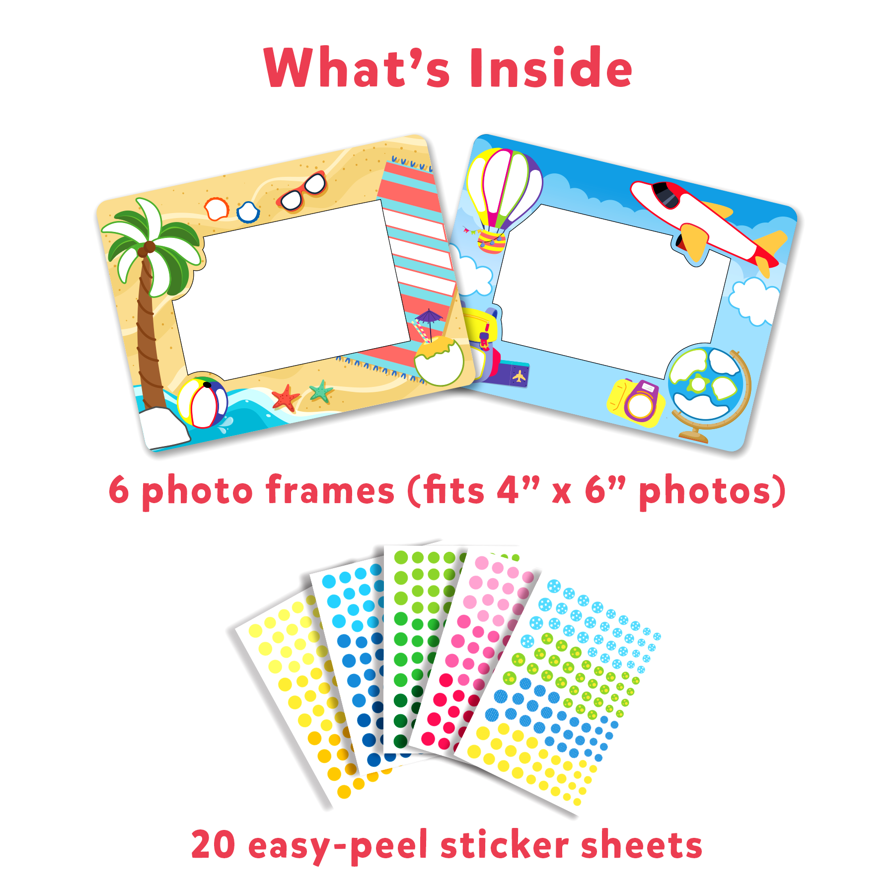 Skillmatics Art Activity - Dot It Photo Frames, Mess-Free Sticker Art for Kids, Craft Kits, DIY Activity, Gifts for Boys & Girls Ages 3, 4, 5, 6, 7, Travel Toys for Toddlers