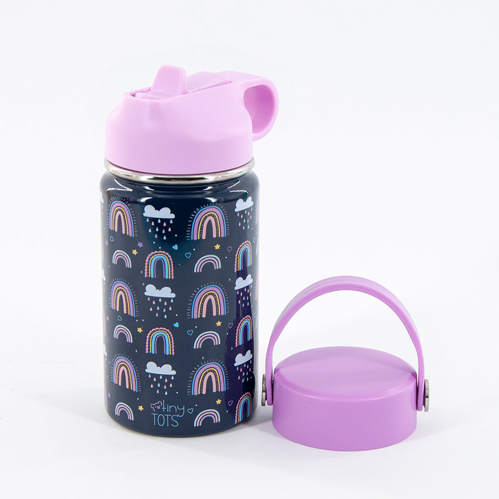 Insulated Steel Water Bottle with Straw, 350 ML - Rainbow