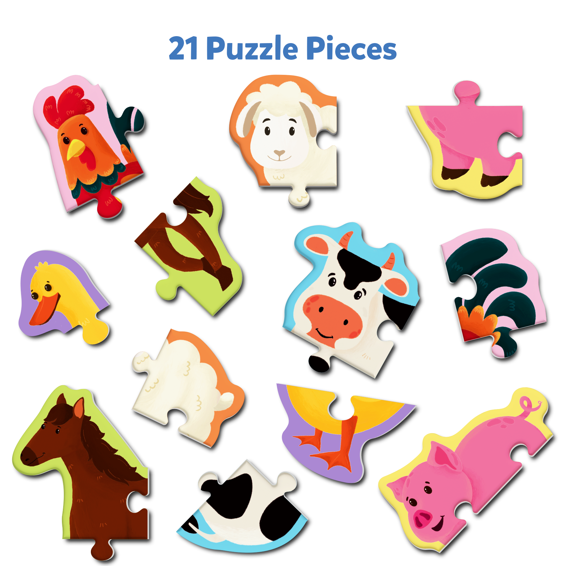 Skillmatics My First Puzzle Set - 21 Piece Farm Animal Jigsaw Puzzles, Educational Toddler Toy, Gifts For Kids Ages 3 To 6