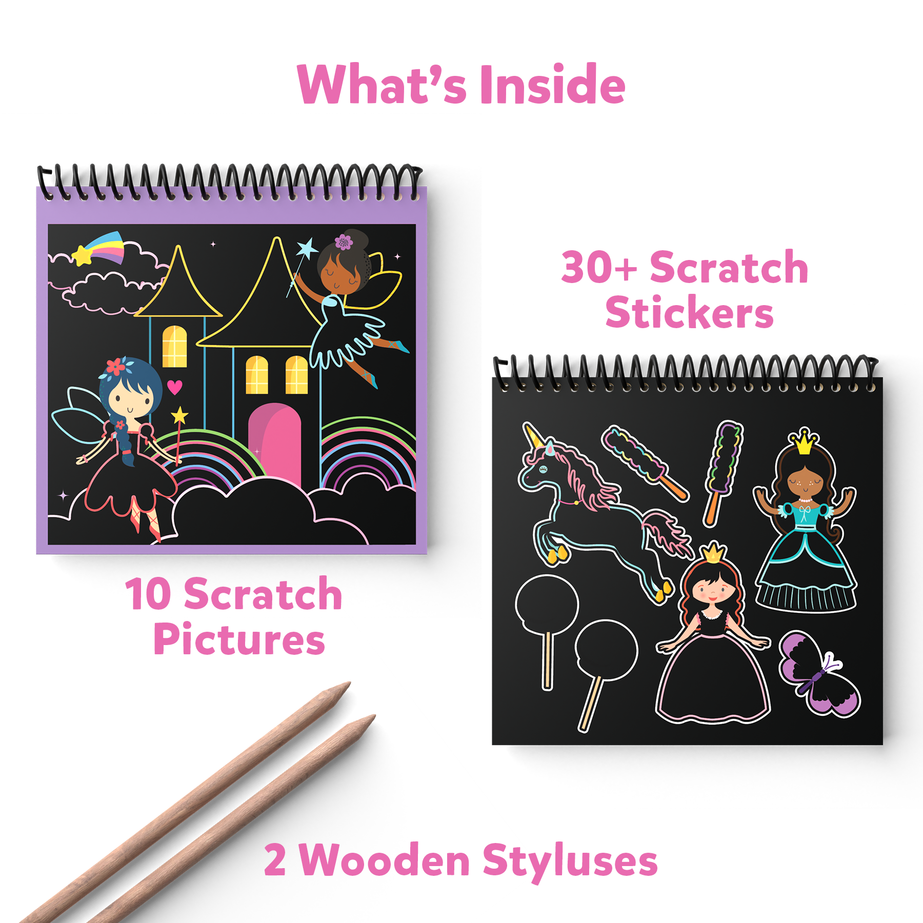 Skillmatics Magical Scratch Art Book for Kids - Unicorns & Princesses, Craft Kits, DIY Activity & Stickers, Gifts for Ages 3 to 8