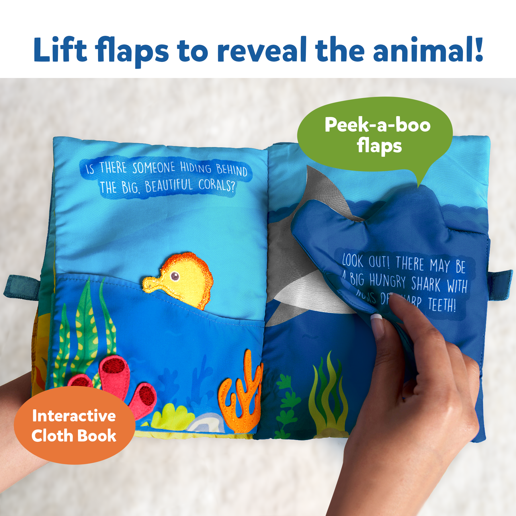 Skillmatics Baby Book - Peek-A-Boo I See You Underwater Animal Theme, Interactive Soft Cloth Book With Crinkle Pages, Ages 6 Months And Up