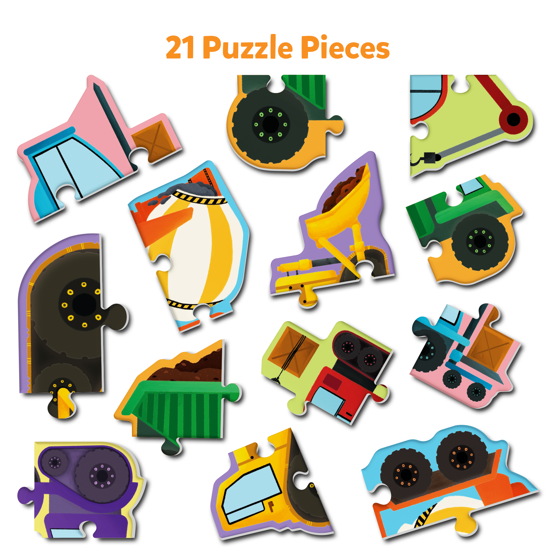 Skillmatics My First Puzzle Set - 21 Piece Construction Vehicles Jigsaw Puzzles, Educational Toddler Toy, Gifts For Kids Ages 3 To 6