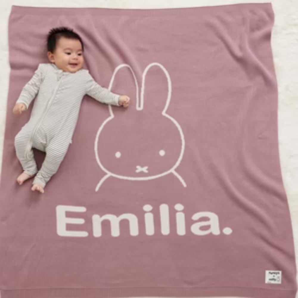 Miffy Name Blanket - Rose Bloom, Name: Oatmeal