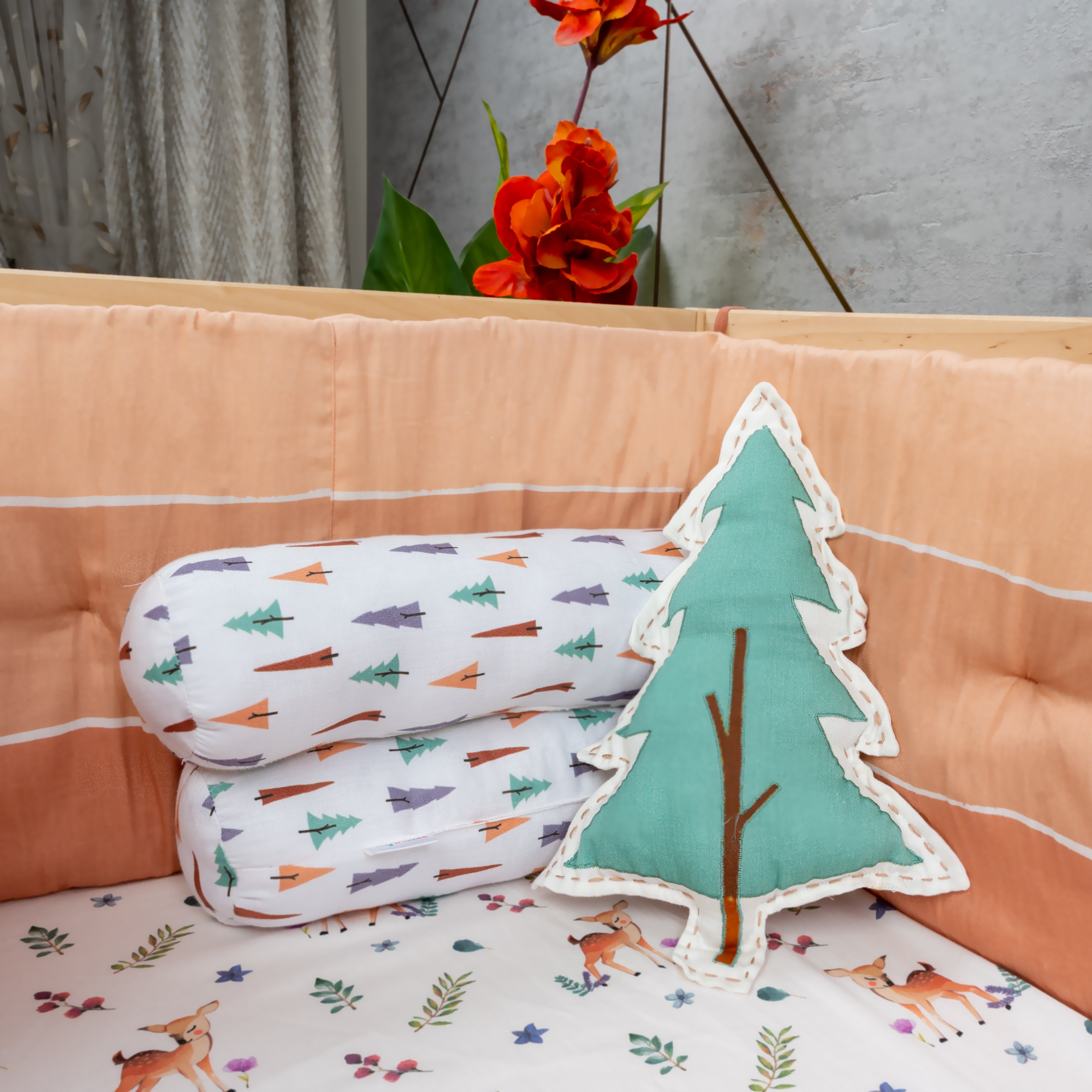 Tiny Snooze Organic Pillow & Bolsters- Trees