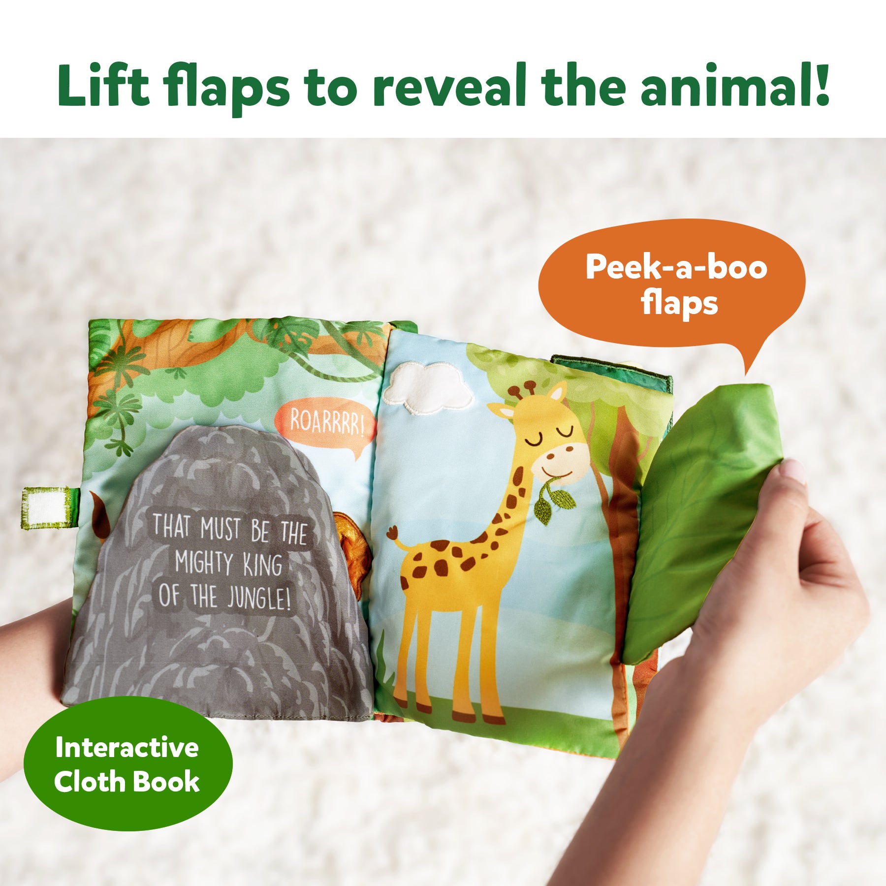 Skillmatics Baby Book - Peek-A-Boo I See You Jungle Theme, Interactive Soft Cloth Book With Crinkle Pages, Ages 6 Months And Up