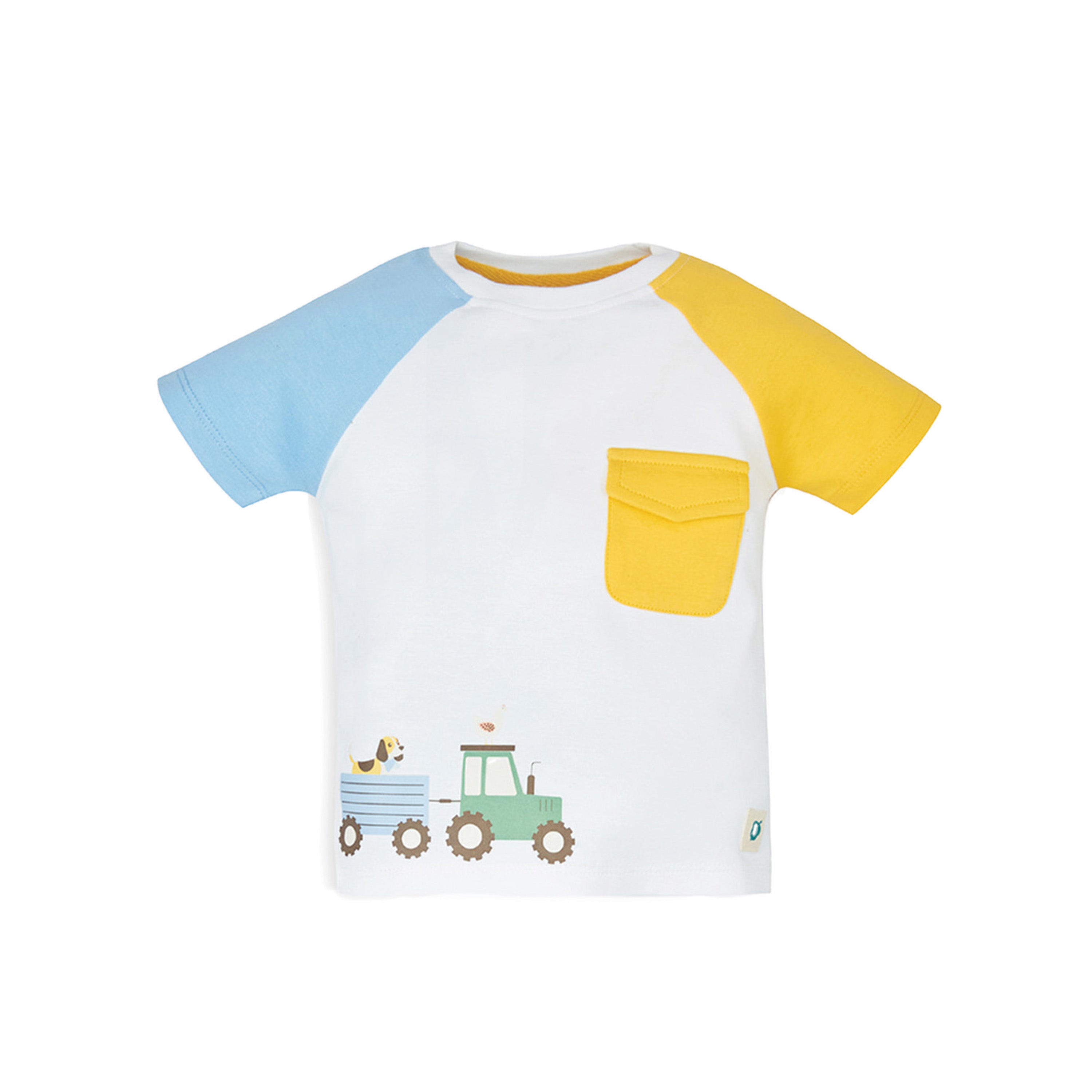My Milestones Color Block Short Sleeves Bio-Wash Tee with Placement Print & Pocket, Matching Shorts Set - Multi