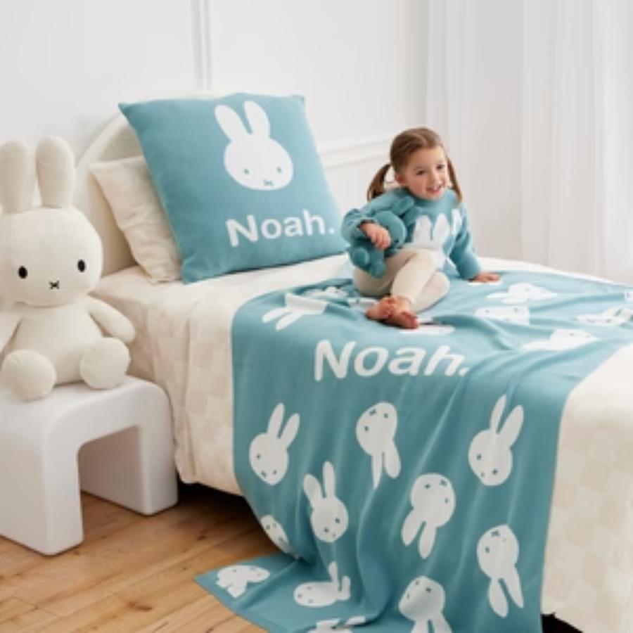 Miffy Euro Pillowcase - Stone Blue; Name: Ivory