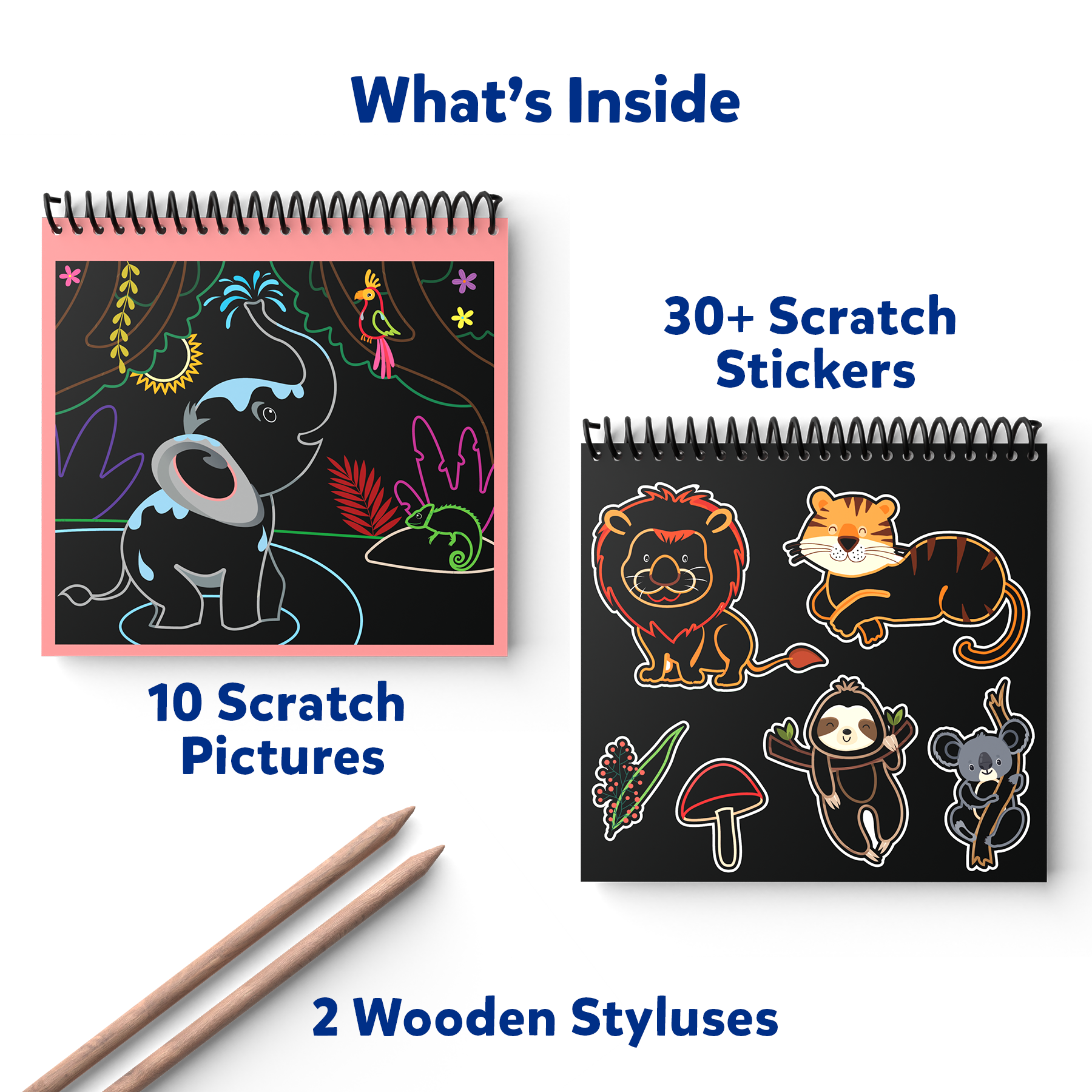 Skillmatics Magical Scratch Art Book for Kids - Animals, Craft Kits, DIY Activity & Stickers, Gifts for Ages 3 to 8