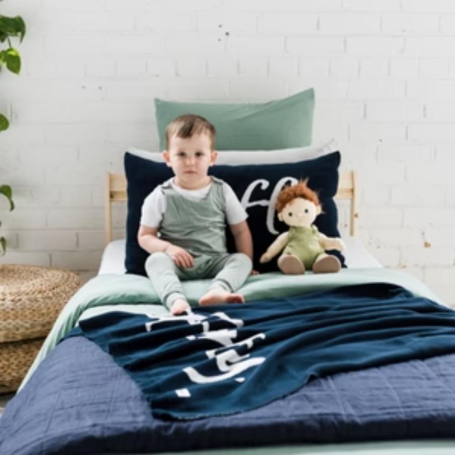 Name Pillowcase -  Indigo Navy; Letter: Ivory