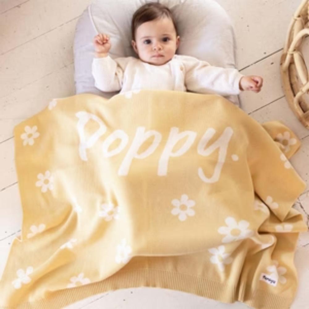 Bloom Name Blanket -Butter Name: Ivory