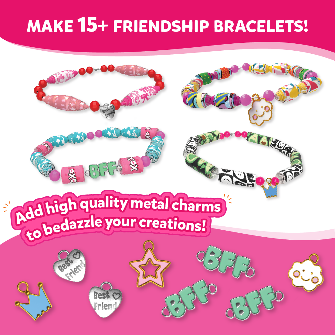 Skillmatics Craft Activity - Roll-Up Beads Friendship Bracelets DIY Kit, 200+ Charms & Beads, Jewelry Making Kit, Create 15+ Bracelets, Gifts for Kids Ages 6, 7, 8, 9, 10, 11, 12, 13