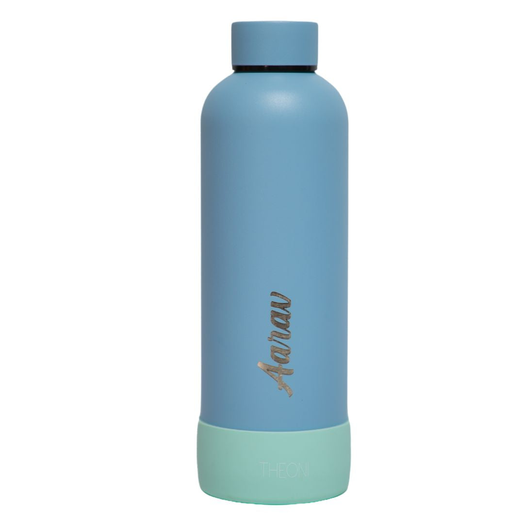 Theoni stainless Steel Double Walled Insulated Thermos Flask / Insulated Water Bottle| 24 Hours Hot & Cold |Leak Proof| Easy to Carry School And Travel Bottle - Weekday Blues (500ml)