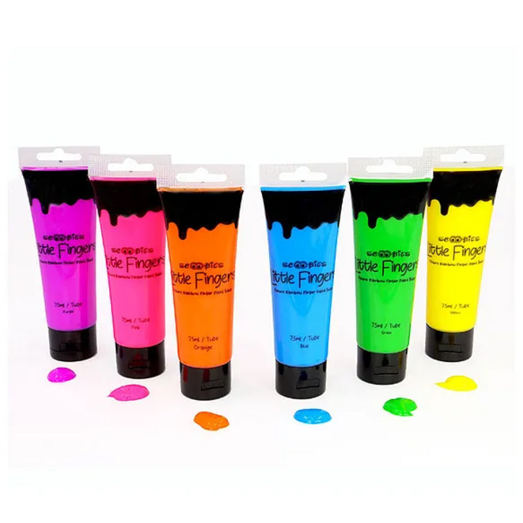 Little Fingers Flouro Rainbow Finger Paint Tubes(Set Of 6)
