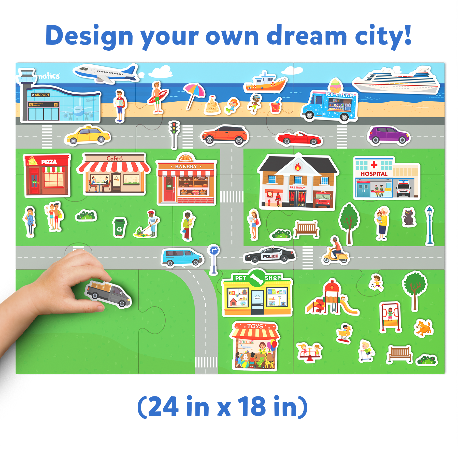 Skillmatics Creative Toy Magnetopia - Design Your City, Interactive Pretend Play Set For Kids, Toddlers, 60+ Magnetic Pieces, Preschool Learning Game, Gifts for Boys & Girls Ages 3, 4, 5, 6, 7