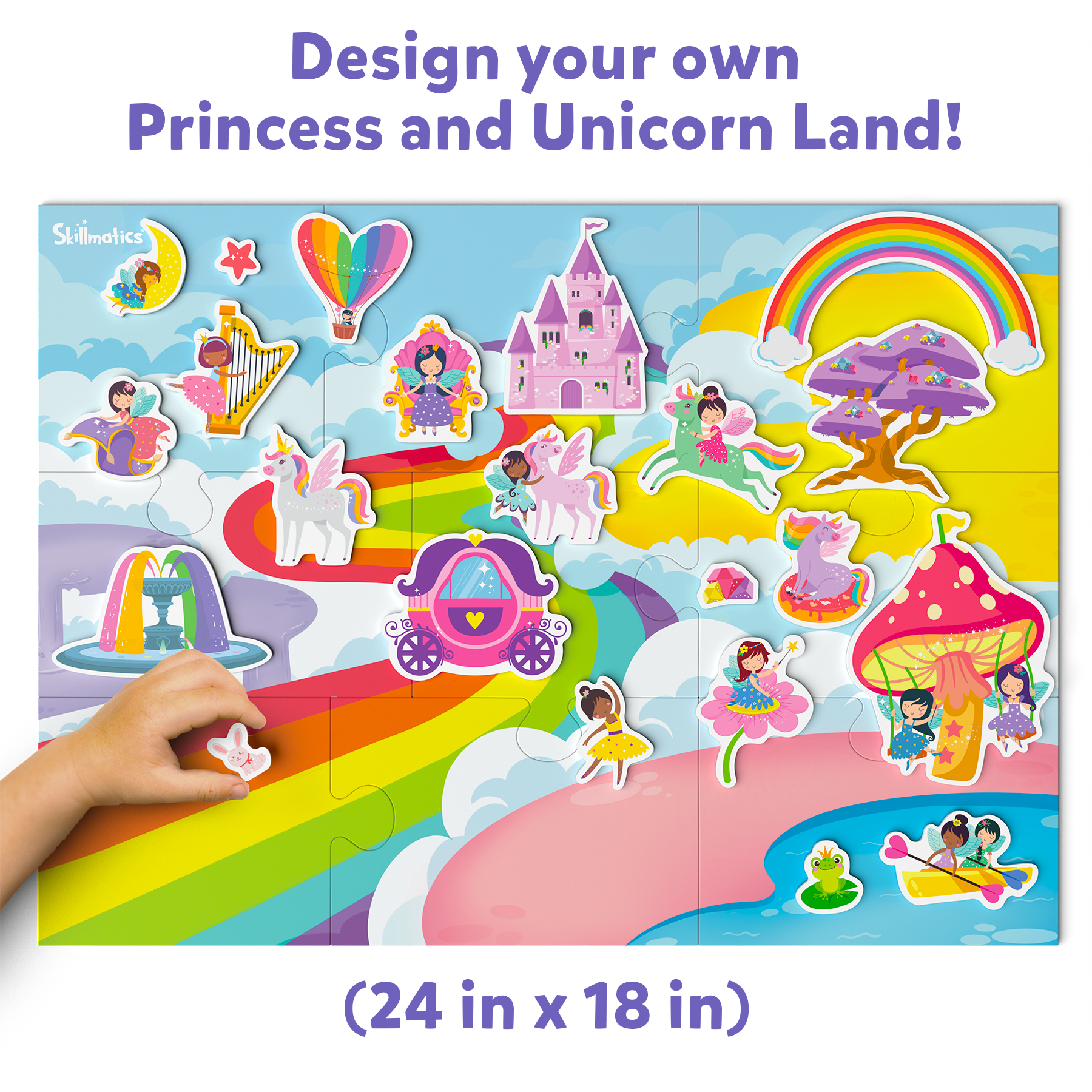 Skillmatics Creative Toy Magnetopia - Princess & Unicorn Land, Interactive Pretend Play Set for Kids, Toddlers, 40+ Magnetic Pieces, Preschool Learning Game, Gifts for Girls & Boys Ages 3, 4, 5, 6, 7