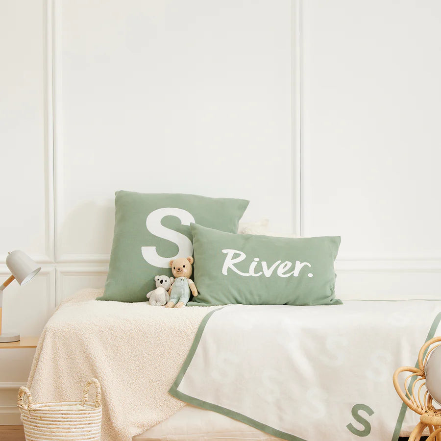Name Pillowcase - Lily Pad; Letter: Ivory
