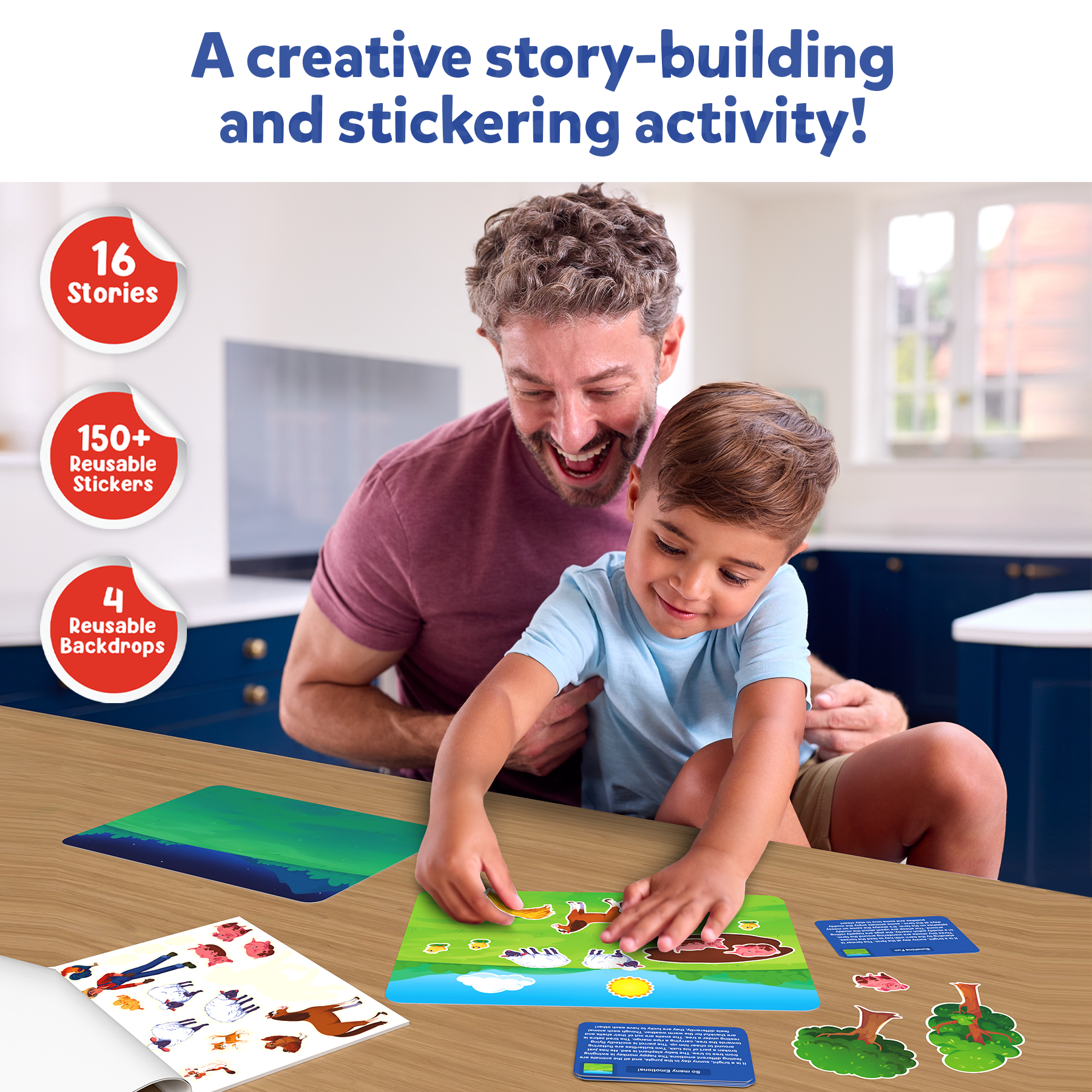 Skillmatics Art & Craft Activity - Sticker Stories Animal Adventures, Reusable Sticker Art, DIY Craft Kits, Creative Storytelling Kit, Educational Toy, Gifts for Ages 3, 4, 5, 6, 7
