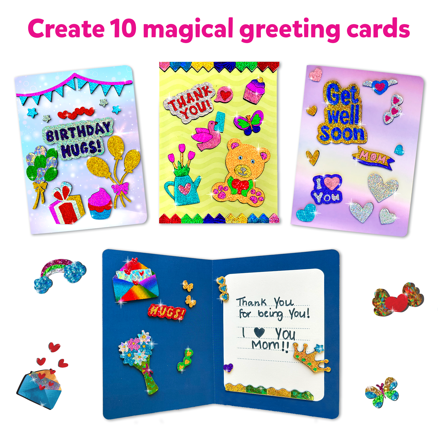 Skillmatics Art & Craft Activity - Foil Fun Card Making Set, No Mess Art for Kids, Craft Kits & Supplies, DIY Creative Activity, Gifts for Girls & Boys Ages 4, 5, 6, 7, 8, 9, Travel Toys