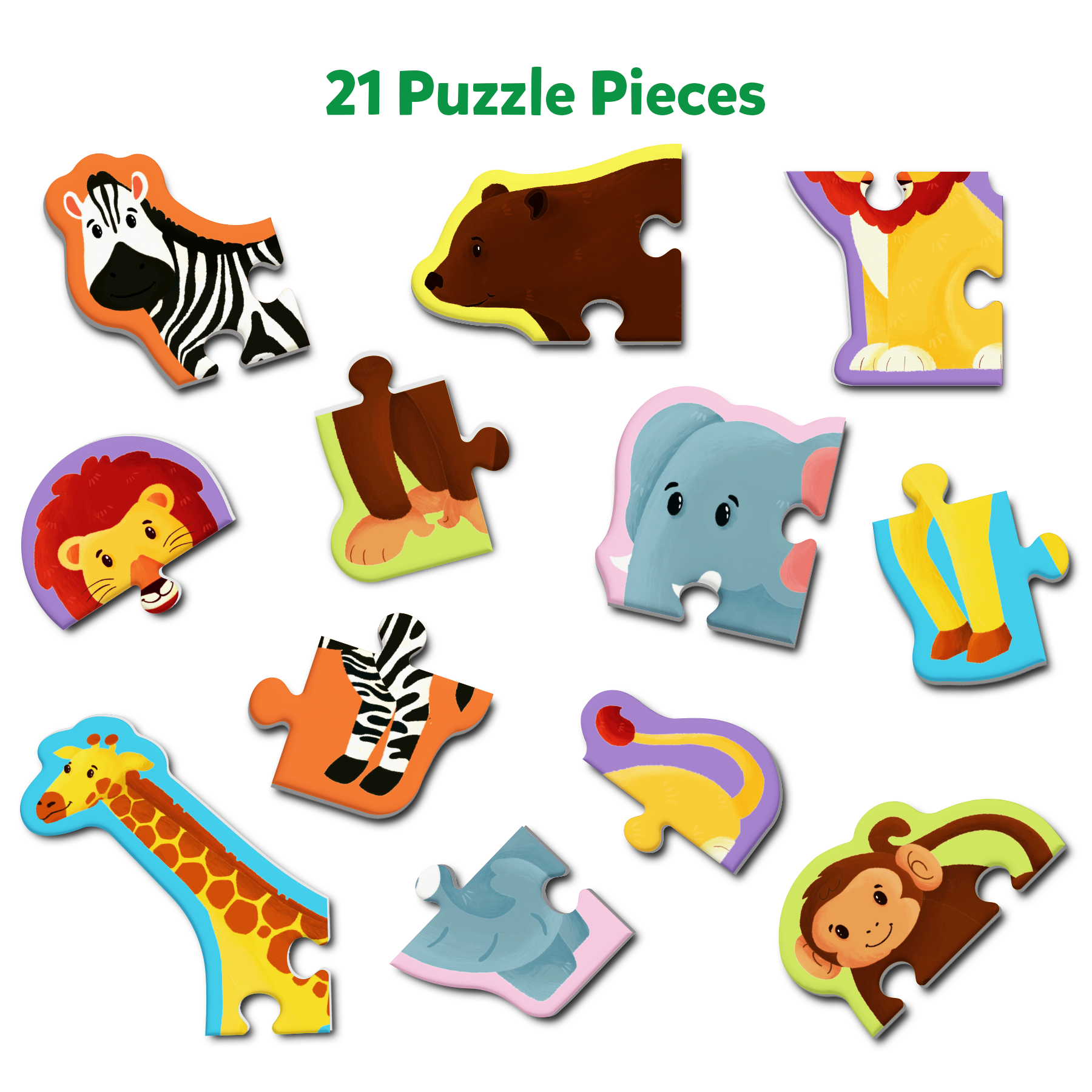 Skillmatics My First Puzzle Set - 21 Piece Wild Animal Jigsaw Puzzles, Educational Toddler Toy, Gifts For Kids Ages 3 To 6